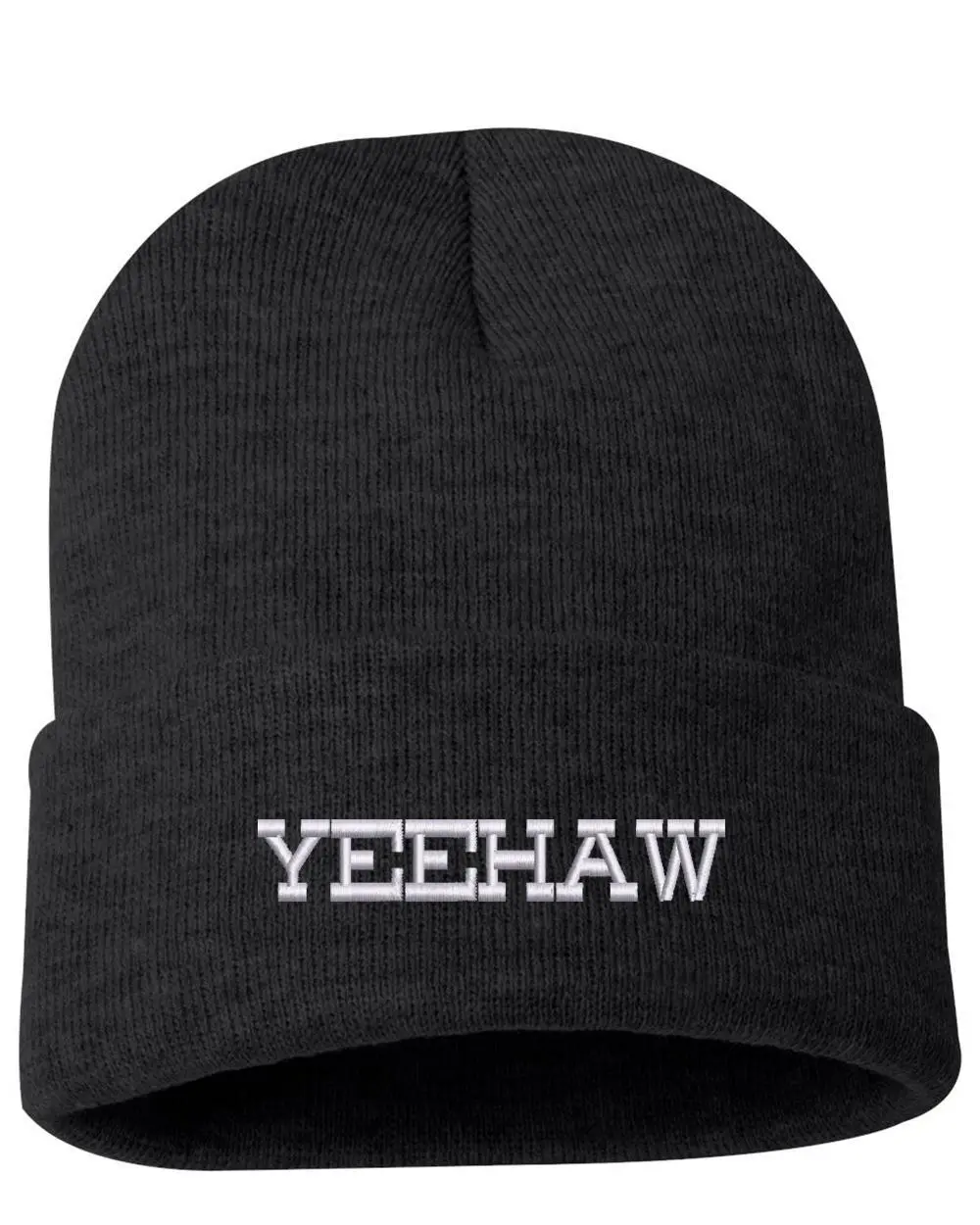 Yeehaw Western Embroidered Cuffed Beanie – Western Cowboy Knit Winter Hat