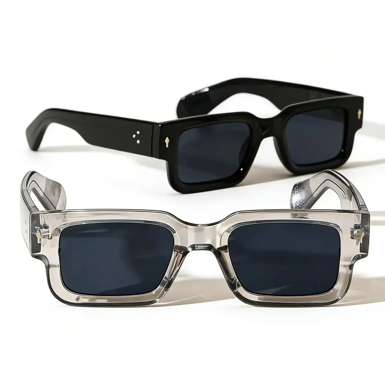 2pcs Retro Square Fashion For Women Men Thick Frame Anti 