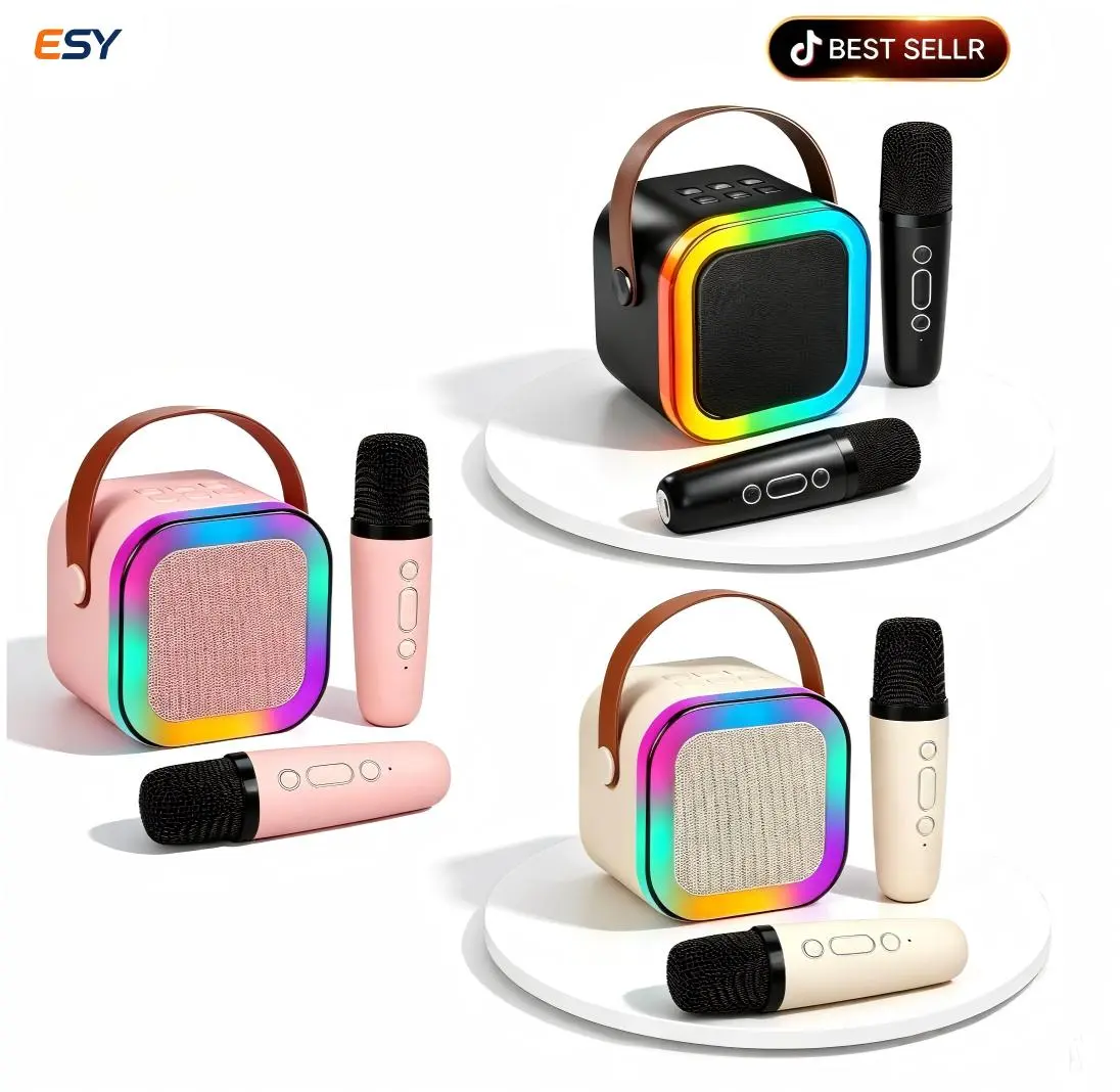 Multifunction Mini Karaoke Machine with 2 Wireless Microphones, USB/TF/AUX Sound System Speaker, Kids Toys Birthday Gifts for 4-12 Year Old Girls & Children, Family Gathering Audio Device,back to school,back to school haul