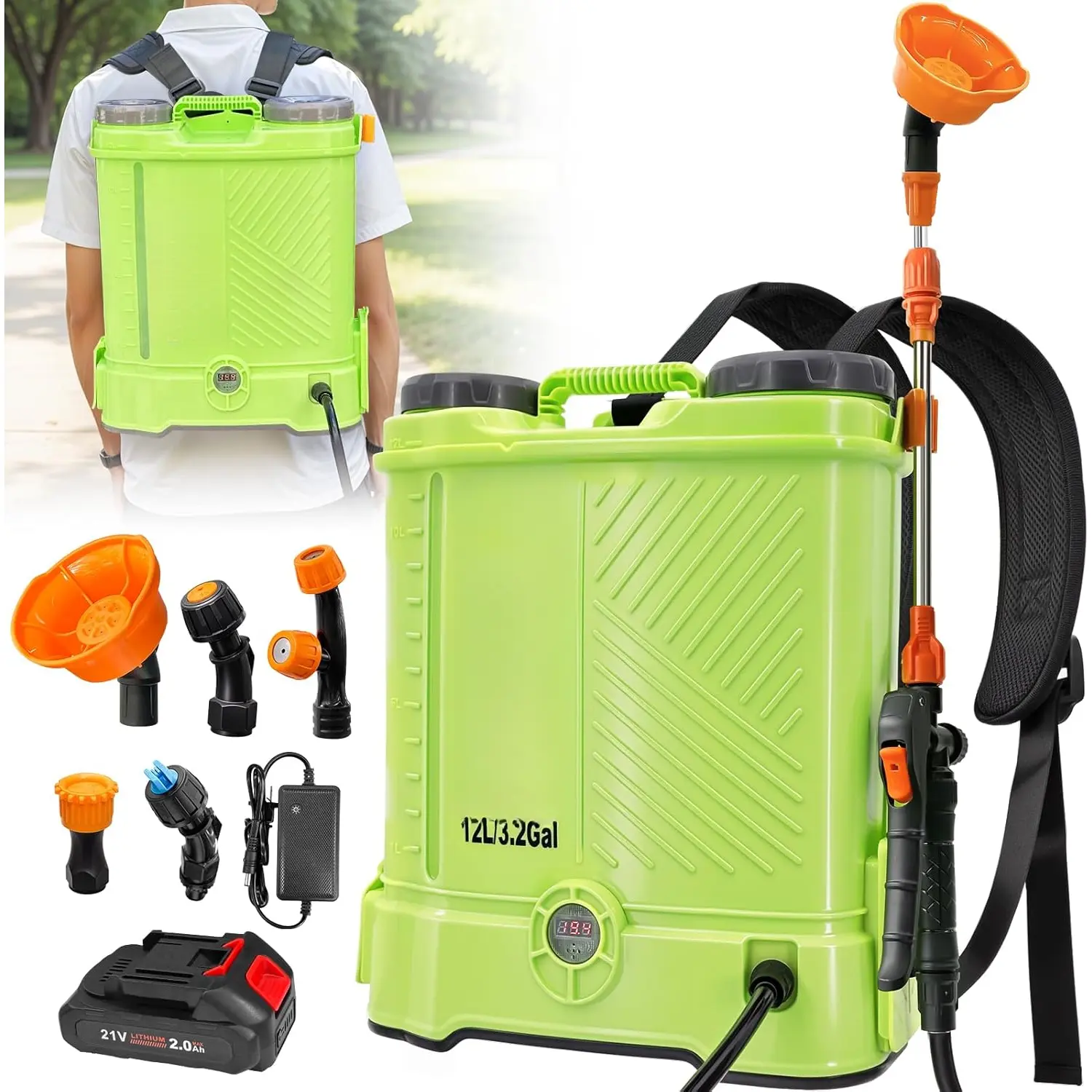 Backpack Sprayer 3.2 Gallon,  80 PSI Electric Graden Sprayer Works with Makita 18V , Weed Lawn Sprayer with Telescopic Wand, 5 Nozzles, 2.0 Ah  & Charger Included