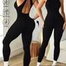 YMZFIT  Women’s Skinny Fit Athletic Upgraded Backless Rib-Knit Yoga Jumpsuit - Thicker Stretch Sleeveless Stylish Women's Wear Clothes Products for Pilates, Gym, Women's Clothes, Polyamide