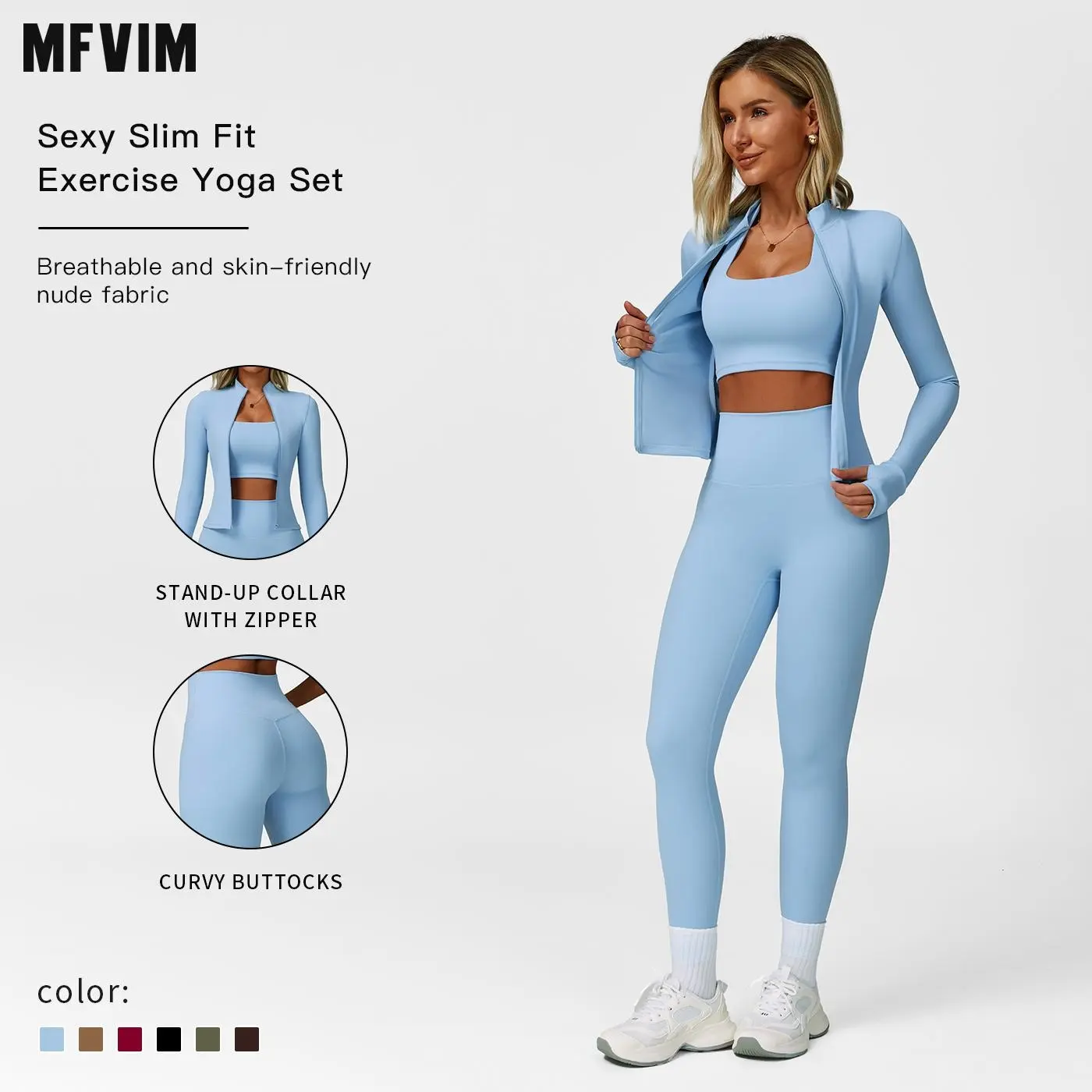 MFVIM Women's 3 Piece High Waisted Activewear Elastic Sports Bra, Halter Top, Jacket Sporty Style Outfits, Athleisure Wear Set, Yoga Fit Sets for Gym, Workout,summerwins,travel essentials,camping essentials,back to school,back to school haul