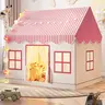 Princess Game House Tent Pink Checkered Theme Tent with House Style Large Children's Indoor & Outdoor Games Parent Child Interactive Playhouse in Blue Pink Khaki Colors Perfect Gift