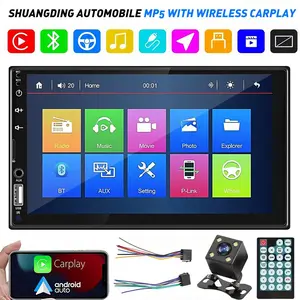 7-inch Touchscreen Dual Din Car Audio with Rear Camera, Carplay, MP5 Player, Car Audio Receiver Perfect Christmas & New Year Gift