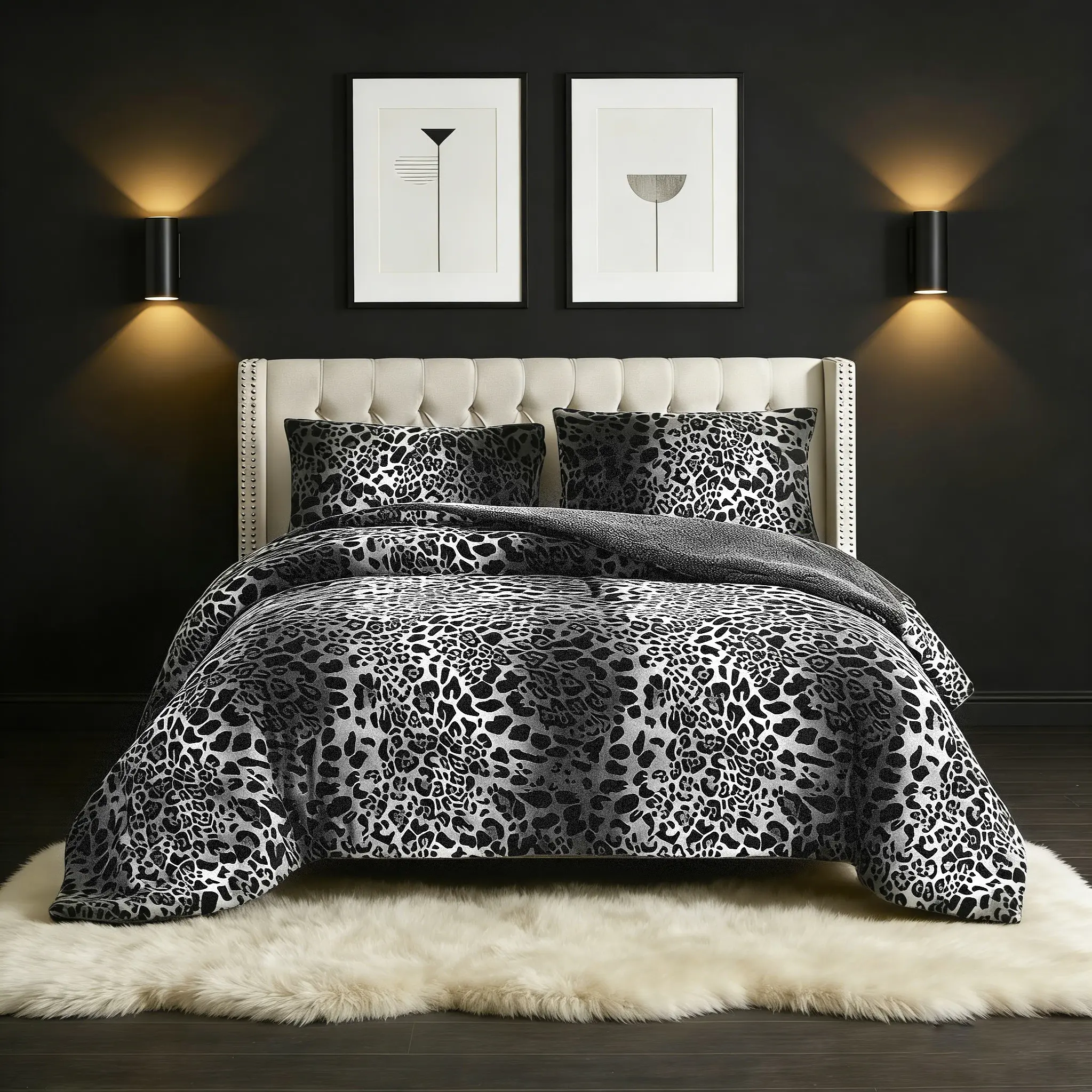 Leopard 3-Piece Comforter Set for Queen, King, and Cal King Sizes - Fluffy Fleece for Warmth & Comfort
