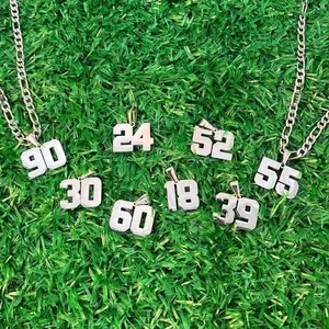 NumberNecklaceforMen,AthletesStainlessSteelNecklaceSportNumberPendantChainforBaseball/Basketball/FootballTeamInspirationJewelryGiftsFitness