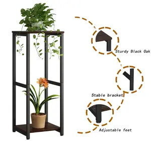 INGIORDAR Plant Stand Indoor Corner Tall 2 Tier Metal Modern Flower Storage Plant Shelf Holder for Living Room Balcony Garden 11.8L x 11.8W x 31.6H inch
