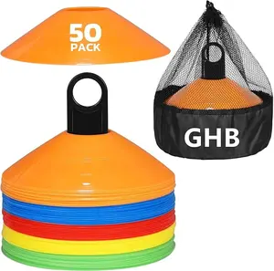 Cones 25/50/100 Pack Disc Soccer Sport Cones Training Field Marker Agility Cones for Traffic, Basketball, Coaching, Practice Equipment Includes Cone Drills Guide