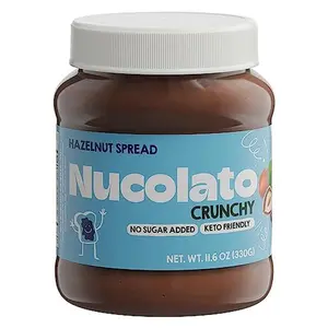 Nucolato Crunchy Hazelnut Spread | Healthy Snacks, Protein Snacks, Low Carb Keto Snack, Sugar Free Hazelnut Delight for Breakfast & More. Gourmet spread ideal for desserts.