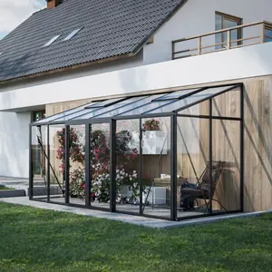 Lean-To Tempered Glass Greenhouse