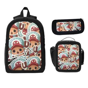 Anime Chopper-themed 3-piece Backpack Set Cartoon Anime Backpack Lunch Bag Pencil Case Themed Design for Fans Ideal for School Work Daily Use