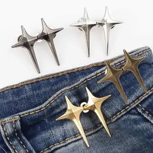 8 Sets Adjustable Star Button Pant Waist Tightener No Sew No Tools Detachable Decorative Waist Buckles for Jeans Pants Skirts and Sleeves