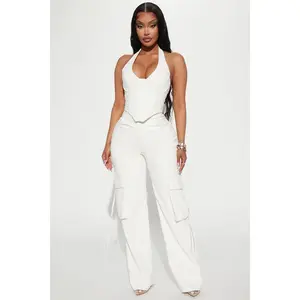 After Party Faux Leather Pant Set - White