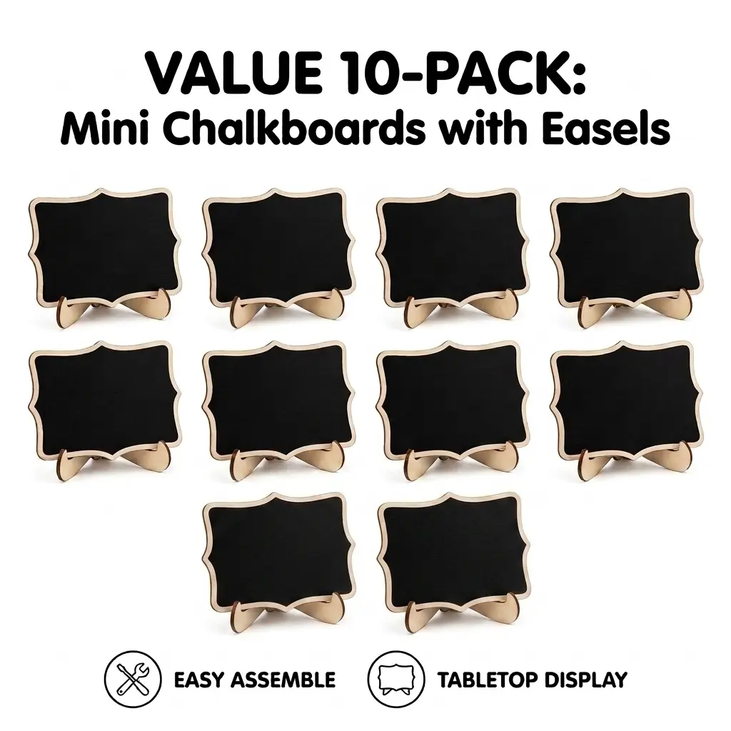Wooden Mini Chalkboard Sign With Stand Decorative Tabletop Blackboard Cafe Food Price Tag Wedding Table Number Note Board Home Kid Writing Craft Decor