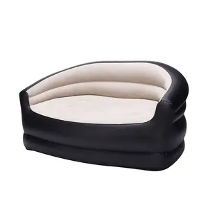 Inflatable Couch, Air Sofa Loveseat for Outdoor Camping, Black&Beige(No Pump Included)