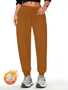 Women's Lamb Wool Long Pants, Winter Warm Thick Fleece Trousers, Casual Daily Wear, Comfortable and Cozy, One Piece Set