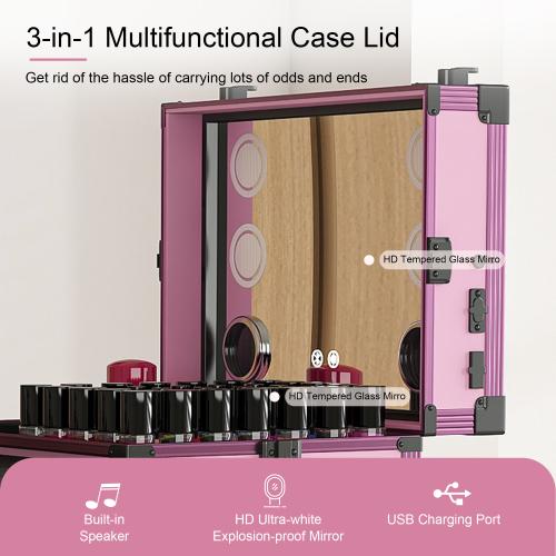 Professional Rolling Travel Portable Nail Art Table with LED Mirror, 3 Lockable Drawers, with Wheels Handle for Mobile Nail Techs & Salon Use,Telescopic Pole Foldable Manicure Station,Pink Professional Rolling Travel Portable Nail Art Table with LED Mirror, 3 Lockable Drawers, with Wheels Handle for Mobile Nail Techs & Salon Use,Telescopic Pole Foldable Manicure Station,Pink