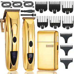 Professional Hair Clippers Electric Razor Shavers Men 3 Piece Set Rechargeable Clippers and Trimmers Beard Trimmer Barber Kit Clippers for Hair Cutting Gifts for Him