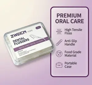 Boxed dental floss sticks,water flosser，50 sticks per bag. Smooth and tough, deep cleaning between teeth, disposable hygiene, portable and practical for travel.2 boxes per order