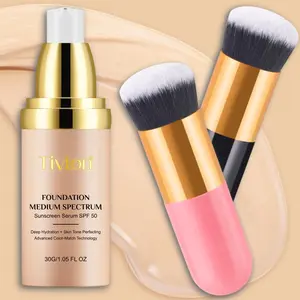 Color Changing Liquid Foundation & Makeup Brush Set, 2 Counts/set Super Coverage Concealer & Brush, Hydrating Flawless Coverage Concealer, Long Lasting Concealer, hydrating buildable coverage, Glam Flawless Base, Cosmetic, Concealer Foundation Hybrid