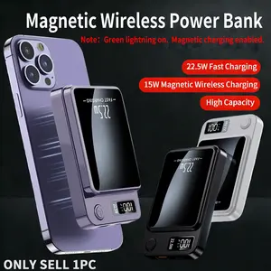 Magnetic Wireless Power Bank, Portable Charger, 15W Magnetic Wireless Charging, 22.5W USB Charging, PD20W Type-C Charging, Magnetic Function Compatible with iPhone 12-16 Series, Outdoor Travel and Commuting, Birthday Gifts and Holiday Presents