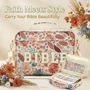 Elegant Bible Cover with Handle and Zippered Pocket - Christian Church Worship Storage Bag, Home Organizer for Everyday Use, Birthday Gift for Women