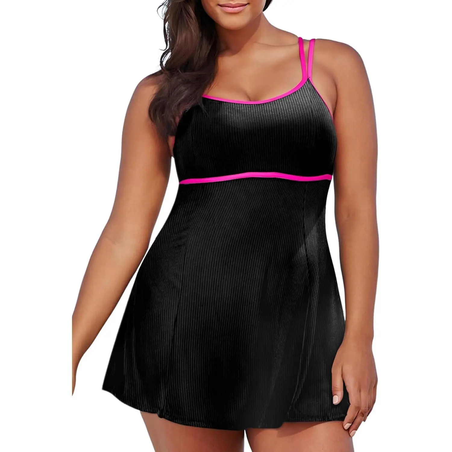 Womens Plus Size Two Piece Swimsuits Tankini Top with Swimming Bottoms Swimwear(1X-5X)