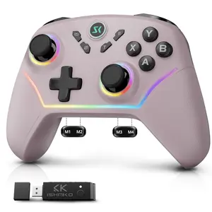 Wireless Gaming Controller For PC/Switch/iOS/Android, Hall Effect Joystick and Trigger, 1000Hz Polling Rate, Adjustable Turbo/Vibration, Custom macro, 1000mAh Battery, RGB Lighting, AG43 Purple