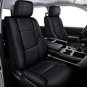 for Toyota Tundra 2022 2023 2024 2025 2026 CrewMax SR SR5 Limited Platinum FFV TRD Pickup Truck Custom Seat CoversPro Leather Car Seat Covers Full Set Black, Custom Fit Full Set Faux Leather Black