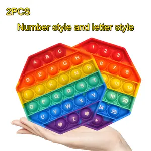 2-Pack Silicone Bubble Sensory Stress Relief Educational Toys, Learn Letters and Numbers, Kids Learning and Adult Relaxation Toy, Sensory Bundle