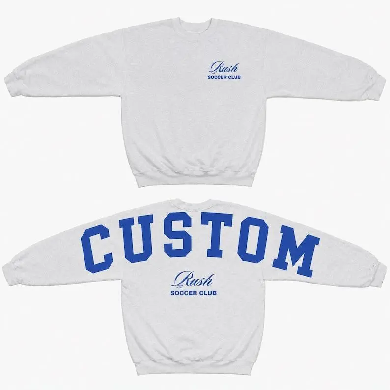 Personalized Team Crewneck Sweatshirt, Custom School Club Hoodie, Oversized Sleeve Letter Design, Group Spirit Apparel