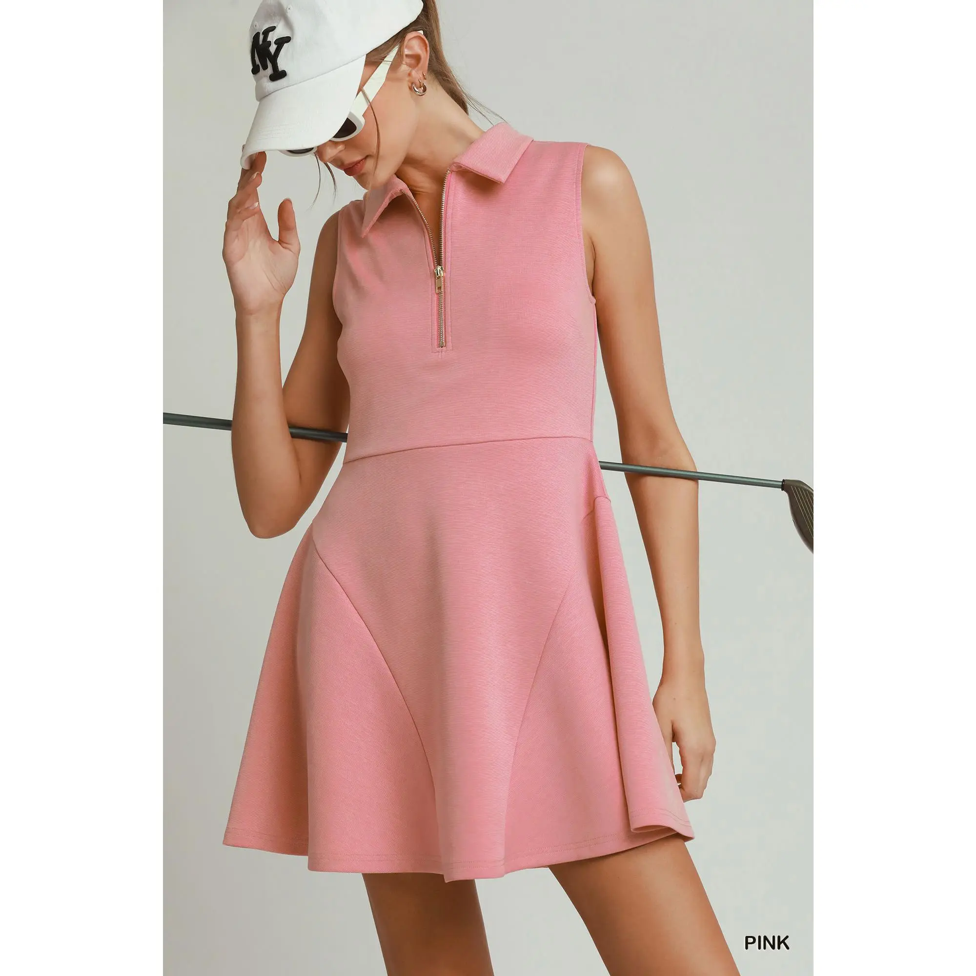 Umgee Collared Quarter Zip Tennis Dress