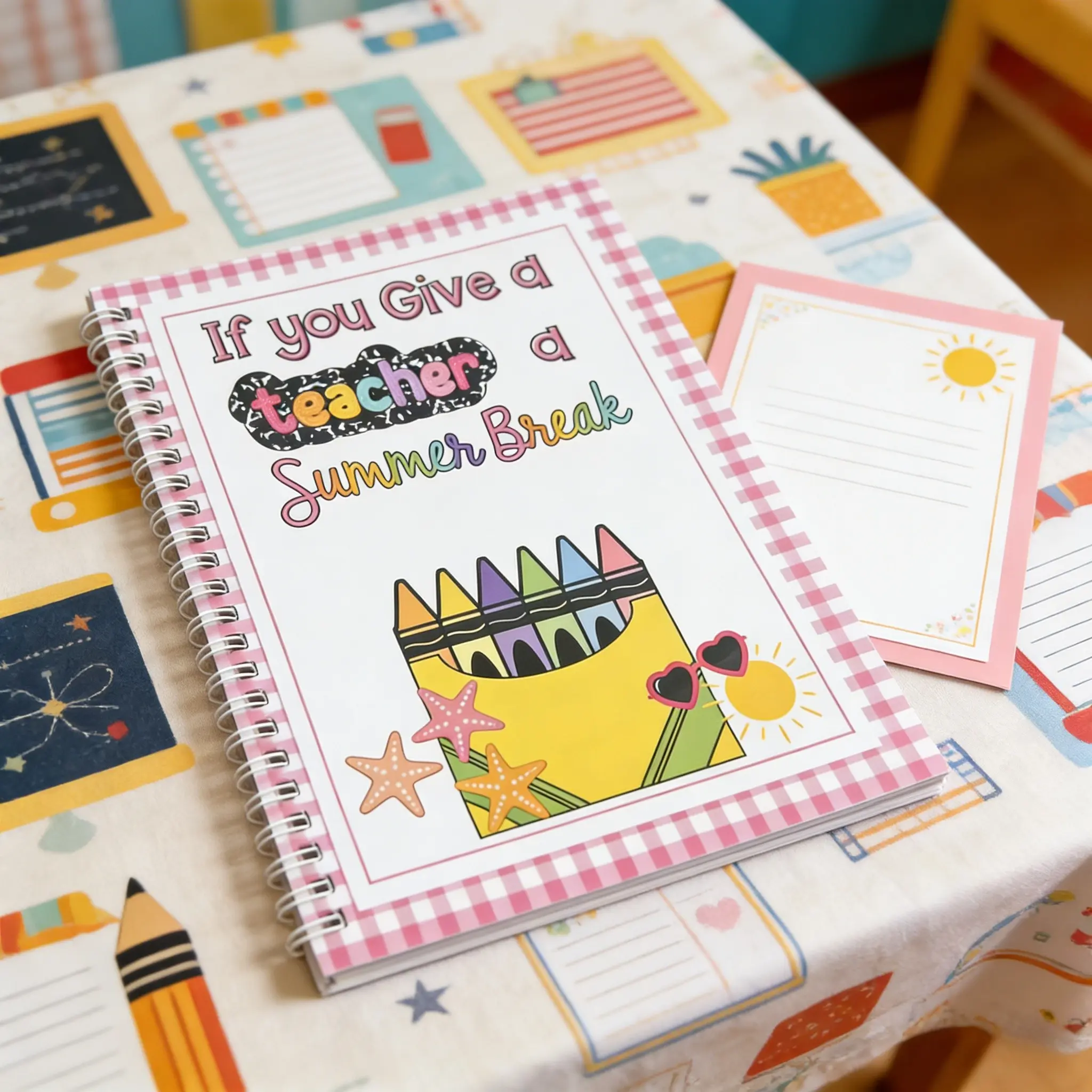 Teacher Appreciation Gift Card Book, Cute Illustrations Coil Notebook, Perfect Summer Gift for Teachers, Ideal Teacher's Day Present, Spiral Notebook, Stationery Supplies, Spiral Journal, Aesthetic School Supplies