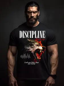 Wolf TShirt Athletic Streetwear Black Men Fitness Muscle Graphic Tee Unisex Mens Womens Casual Tees Summer Tops