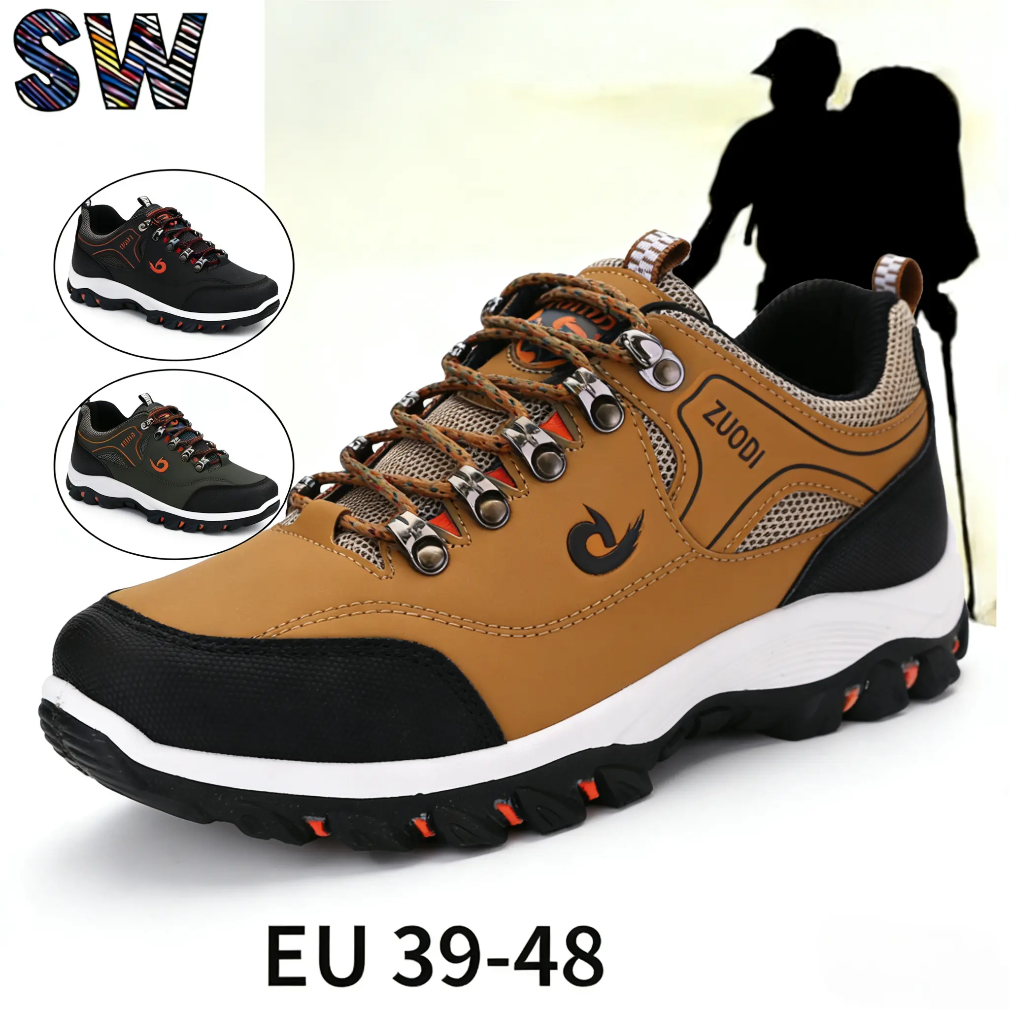 Men's Waterproof Low Top Hiking Shoes, Lightweight Synthetic Athletic Sneakers with Treaded Sole for Outdoor Walking, Low Top Shoes, Outdoors, Breathable