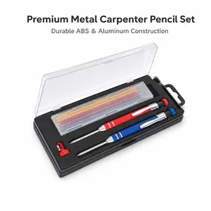 Metal Deep Hole Carpenter Pencil Set, Refillable, Quick-Drying, Long-Tip Carpenter Pencil for Construction Drawing outdoorfun