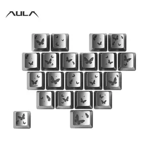 Aula Butterfly Keycaps, 21 Pieces, High Aesthetic DIY, Thick Transparent, Original Height, Suitable for Mechanical Keyboard, Magnetic Axis Keyboard