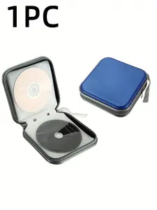 40 Slot CD Box, Large Capacity Hard Plastic DVD Case, Portable Zipper CD Holder, Disc Storage Organiser for Car, Home, Travel, Business, School, Office
