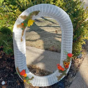 Mushroom Wicker Mirror Decor