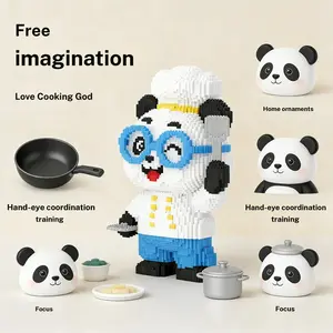 Cute Chef Panda Series Creative Model, 1688pcs New 2026 Design, Perfect Gift for Friends, Home Decor Ornament, Achieve Satisfaction