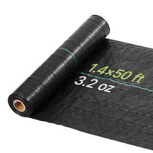 VEVOR Weed Barrier Fabric Heavy Duty, 1.4x50FT 3.2oz Landscape Fabric, Woven Weed Blocker Fabrics, Garden Fabrics Weeds Barrier, Weeds Control Ground Cover, Geotextile Webbing, Gardening Mat, Black