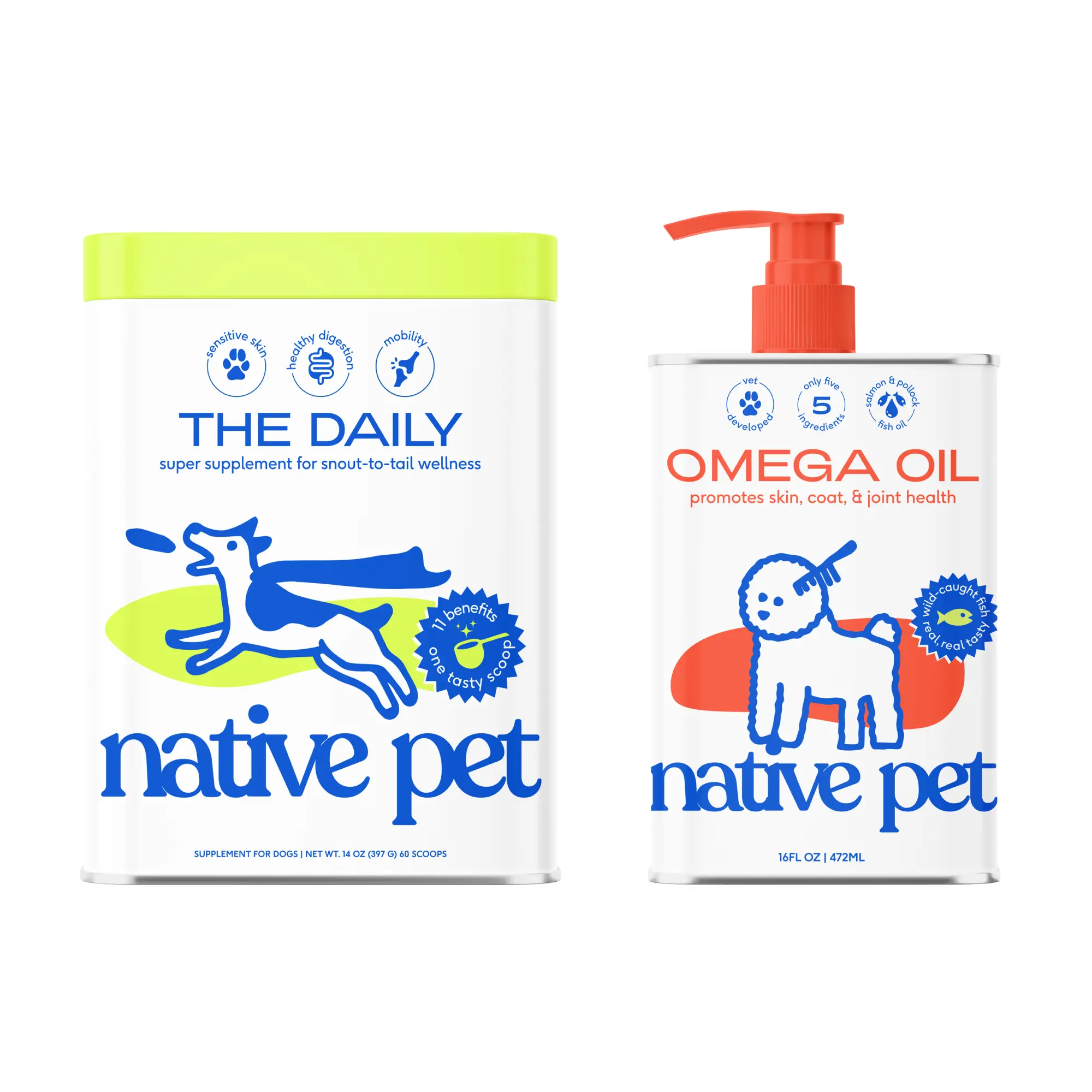 The Daily + Omega Oil | 11-in-1 Whole Body Health + Omega 3 Fish Oil for Dogs &...