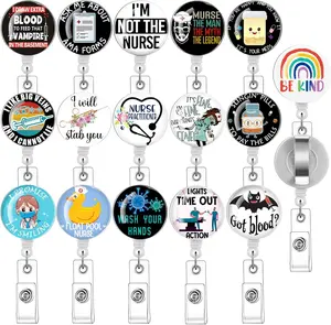 16 count Badge Reels Retractable Badge Holders,Id Badge Holders Retractable with Clip,Cute Badge Reel for Men,Women,Girls 15