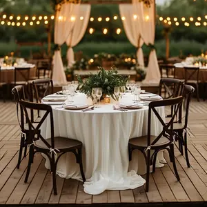 Round Polyester Tablecloth, Luxury Wedding Ceremony Tablecloth, High-End Drape Tablecloth, Perfect for Weddings, Bridal Shower, Baptism Parties, Boho Style Decoration