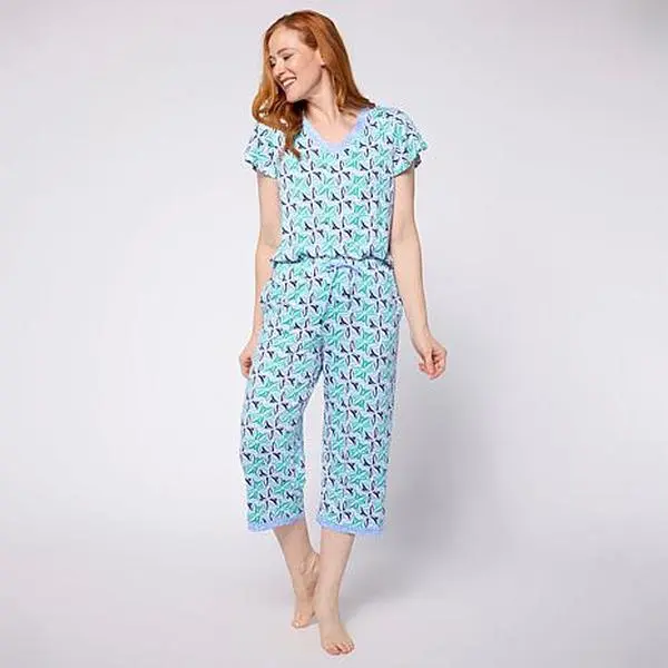 Comfort Code Soft & Light V-Neck and Capri Pant PJ Set - Petite