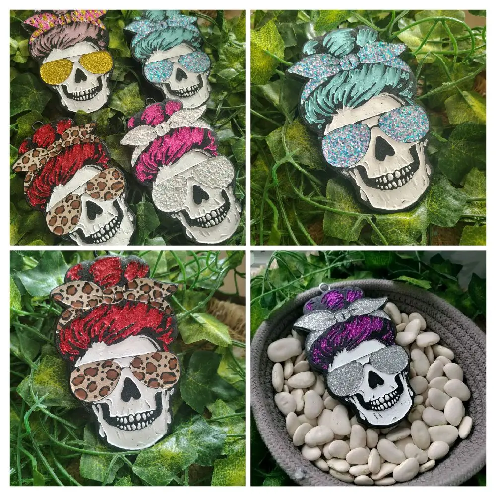 Skeleton Skull Car Freshie Air Freshener Mom Bun Skull