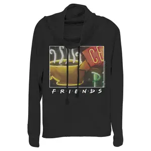 Juniors Womens Friends Central Perk Logo Cowl Neck Sweatshirt