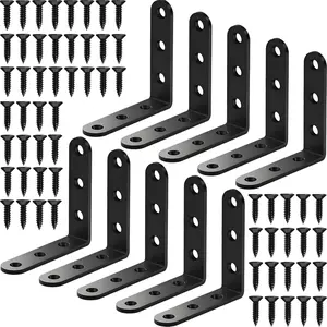 10 count Heavy Duty 304 Stainless Steel L Brackets Black Corner Braces - 3.15x3.15x0.8 Inch 90  Right Angle Shelf Brackets for Floating Shelves, Tables,  Furniture, Cabinets, Wall Mounting