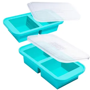 Souper Cubes 2 Cup Meal Prep Silicone Freezer Molds With Lids, 2 Pack, Freeze Food in Perfect Portions, Perfect for Soup, Leftovers, Bariatric Meal Prep and More