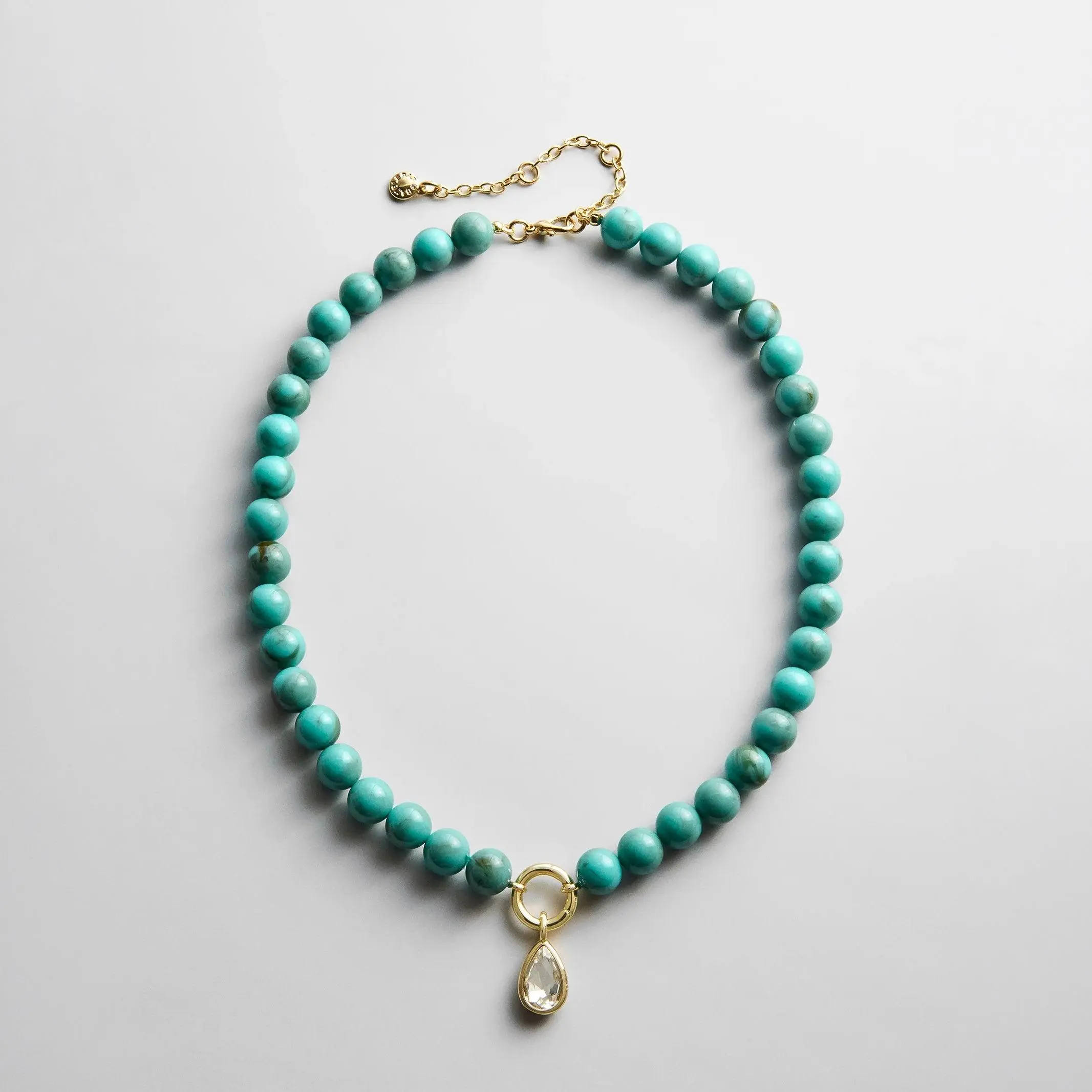 Janette Beaded Ring Necklace - Turquoise Bead